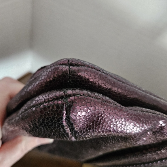 COACH Kristin Limited Edition Studded Metallic Leather Clutch - Boysenberry - Picture 8 of 12